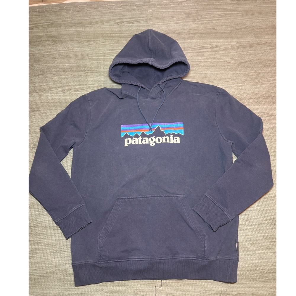 Patagonia Mens Uprisal Hoody Navy Blue P-6 Logo‎ Pullover Hoodie Size Large